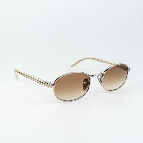 Prada Women Sunglasses Silver Brown Gradient Oval PRB53S 1BC80K NEW AUTHENTIC - Picture 3 of 11